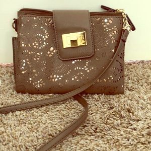 Brown and gold purse